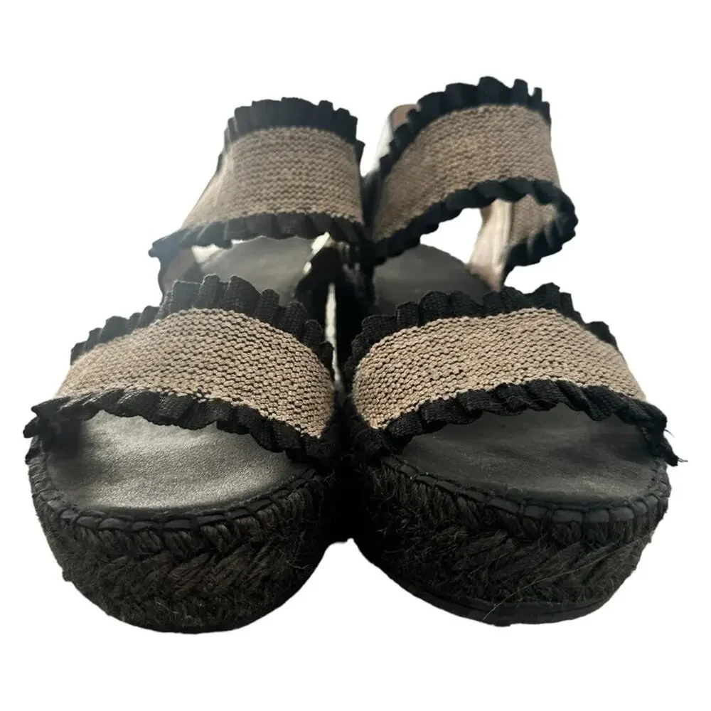 Juncal Aguirre - Mica Black Platform Espadrille Sandals Wedges